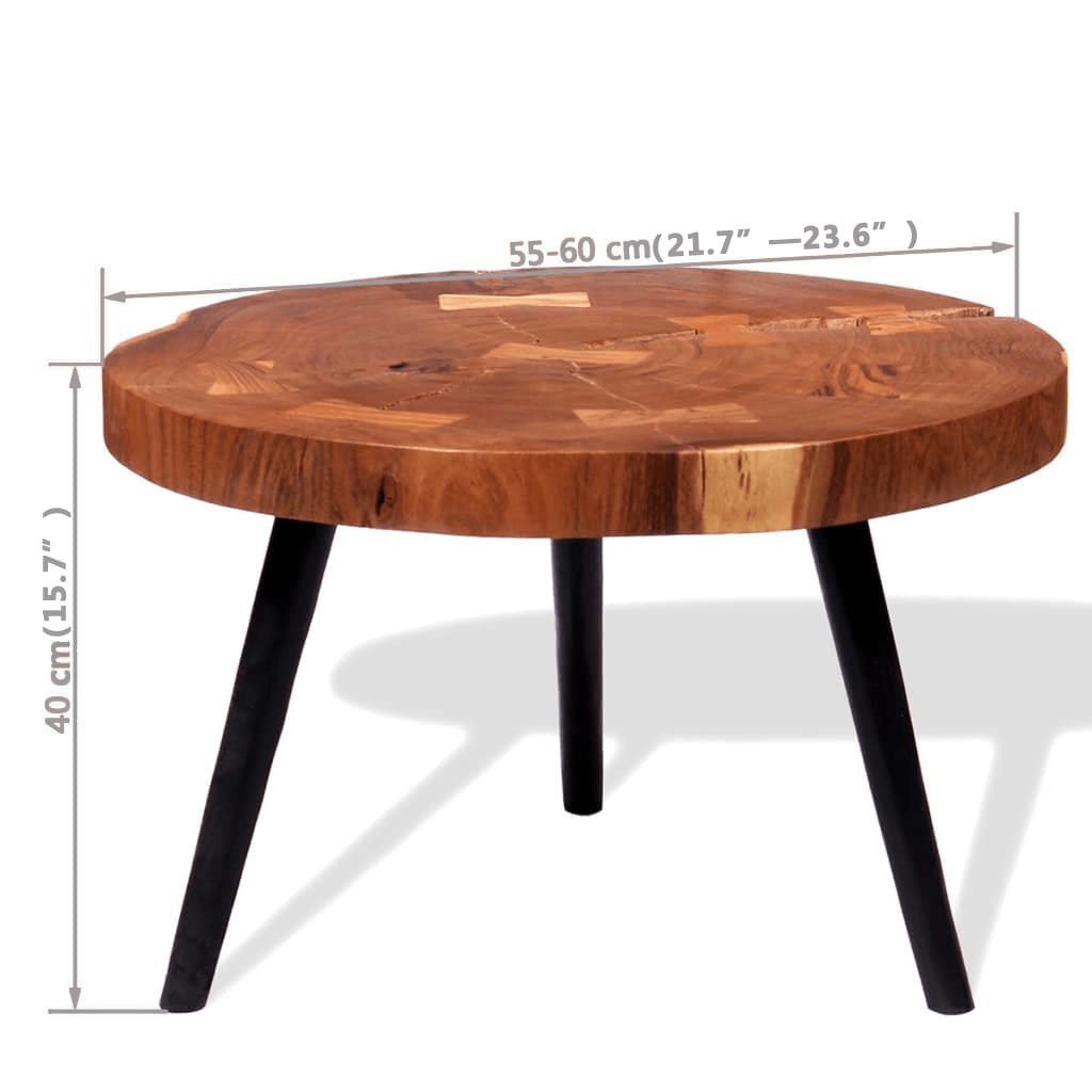 dimensions autre exemple Table basse bois acacia massif et pieds noirs métal