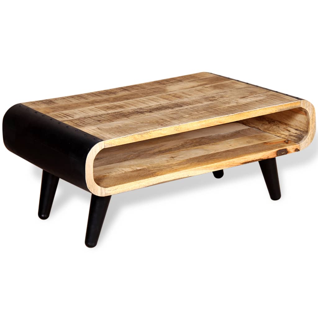autres exemples Table basse rectangle en bois de manguier massif pieds noirs