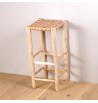 tabouret chaise de bar en bois eucalyptus massif assise cuir bohème scandinave