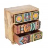 Boîte à bijoux orientale en bois manguier massif 3 tiroirs petite