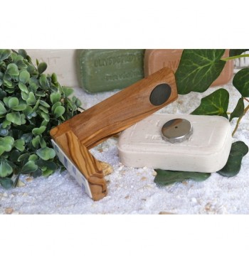 autocollant Porte-savon magnétique en bois olivier aimant sécher