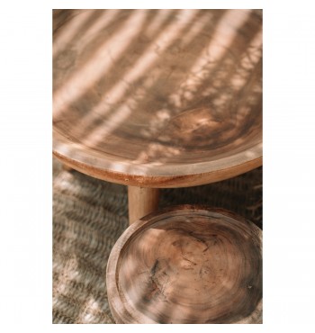 détails Table basse en bois de munggur massif teck Indonésie