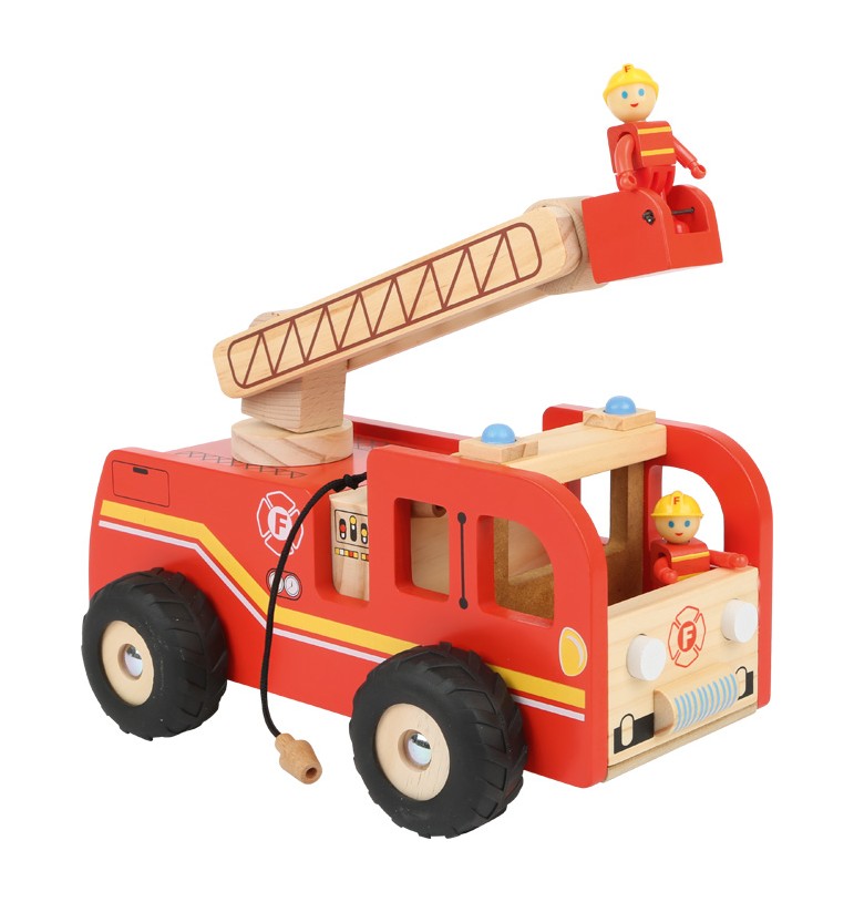 Camion de pompiers avec échelle lancer en bois massif