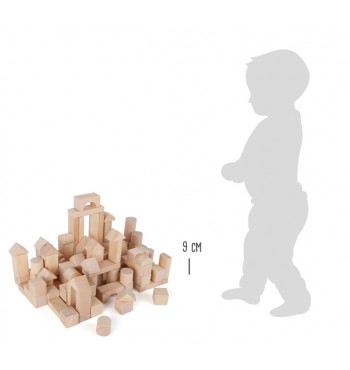 dimensions Jeu de construction pièces bois massif 100 cubes