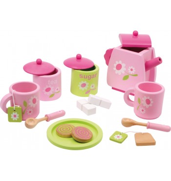 Service à thé jouet pour enfants en bois théière tasses cuillère