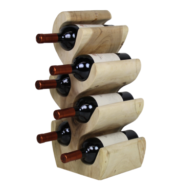 Rack Étagère Décoration Bouteilles de Vin en Bois Massif Suar 70cm