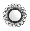 Miroir Fleur PEINT noire ROND EN BOIS rotin 60cm