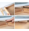 frein tiroir Bureau forme de L en bois de frêne massif couleur naturel scandinave