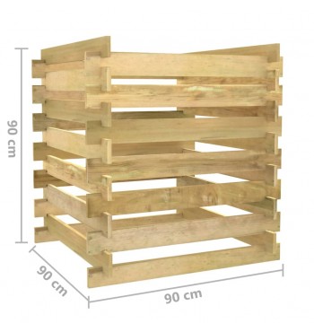 dimensions Composteur de jardin en bois pin massif 90x90x90 cm déchets organiques compost