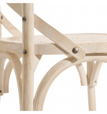 lanières Chaise en bois d'orme brossé massif et rotin style scandinave bohème