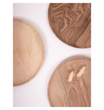 différents grains Assiettes & sous-plat 3pcs en bois de noyer massif
