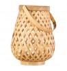 Lanterne ajourée bougeoir Inca en bois bambou massif verre