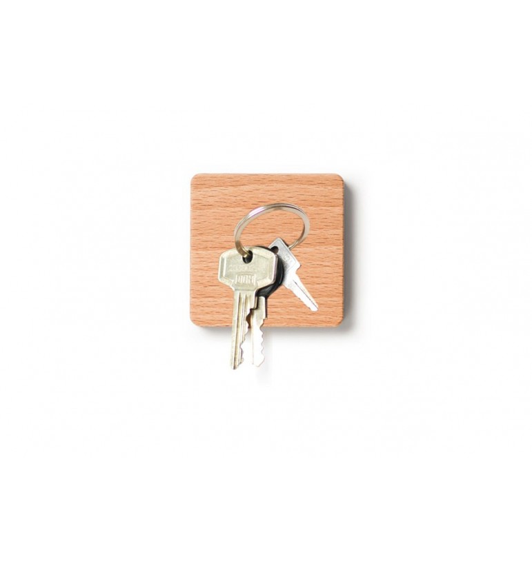 Range-clés porte-clés carré aimanté en bois de hêtre massif naturel