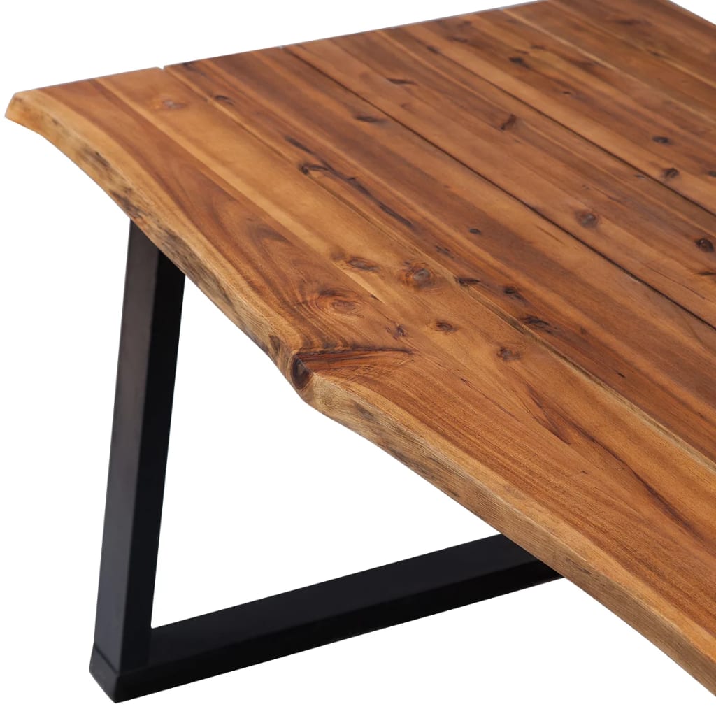 Table de salle à manger 170x90 en bois d'acacia massif pieds métal noir