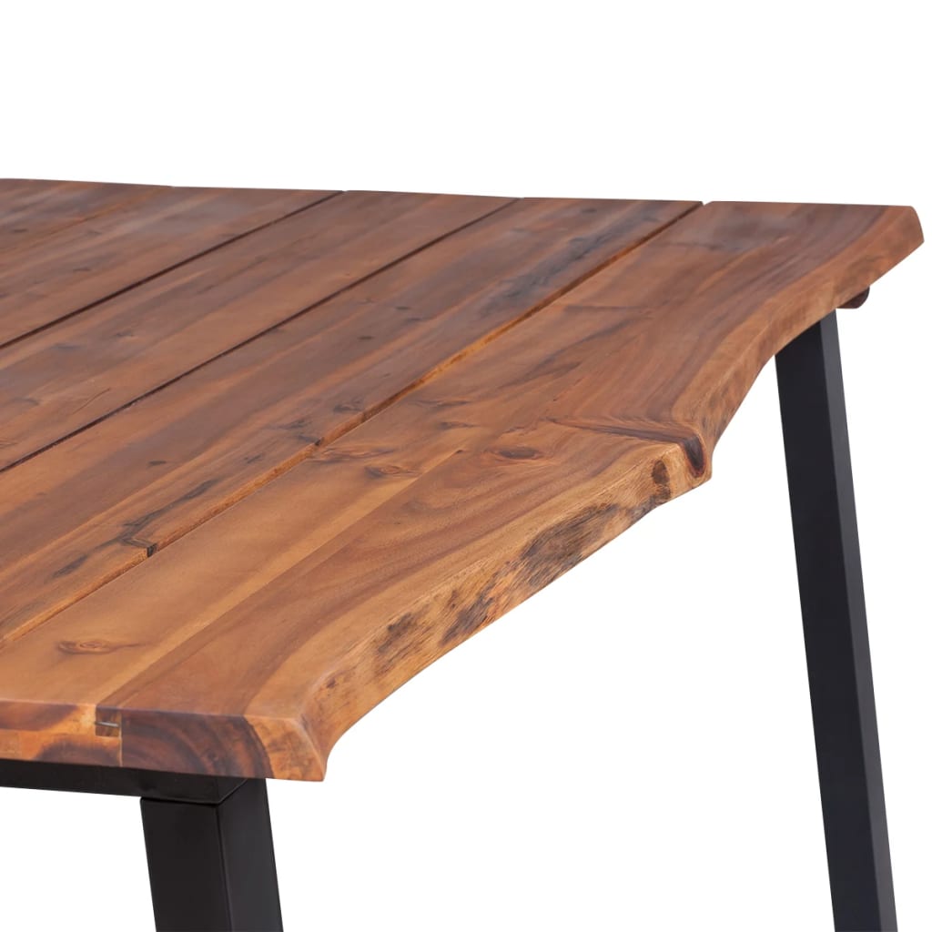 Table de salle à manger 170x90 en bois d'acacia massif pieds métal noir