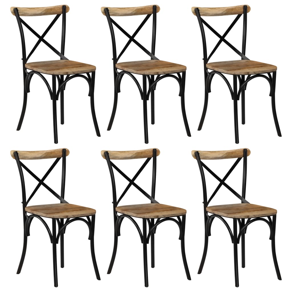 Chaises à dossier croisé X6 en bois manguier massif et pied métal noir thonet chaises bistro