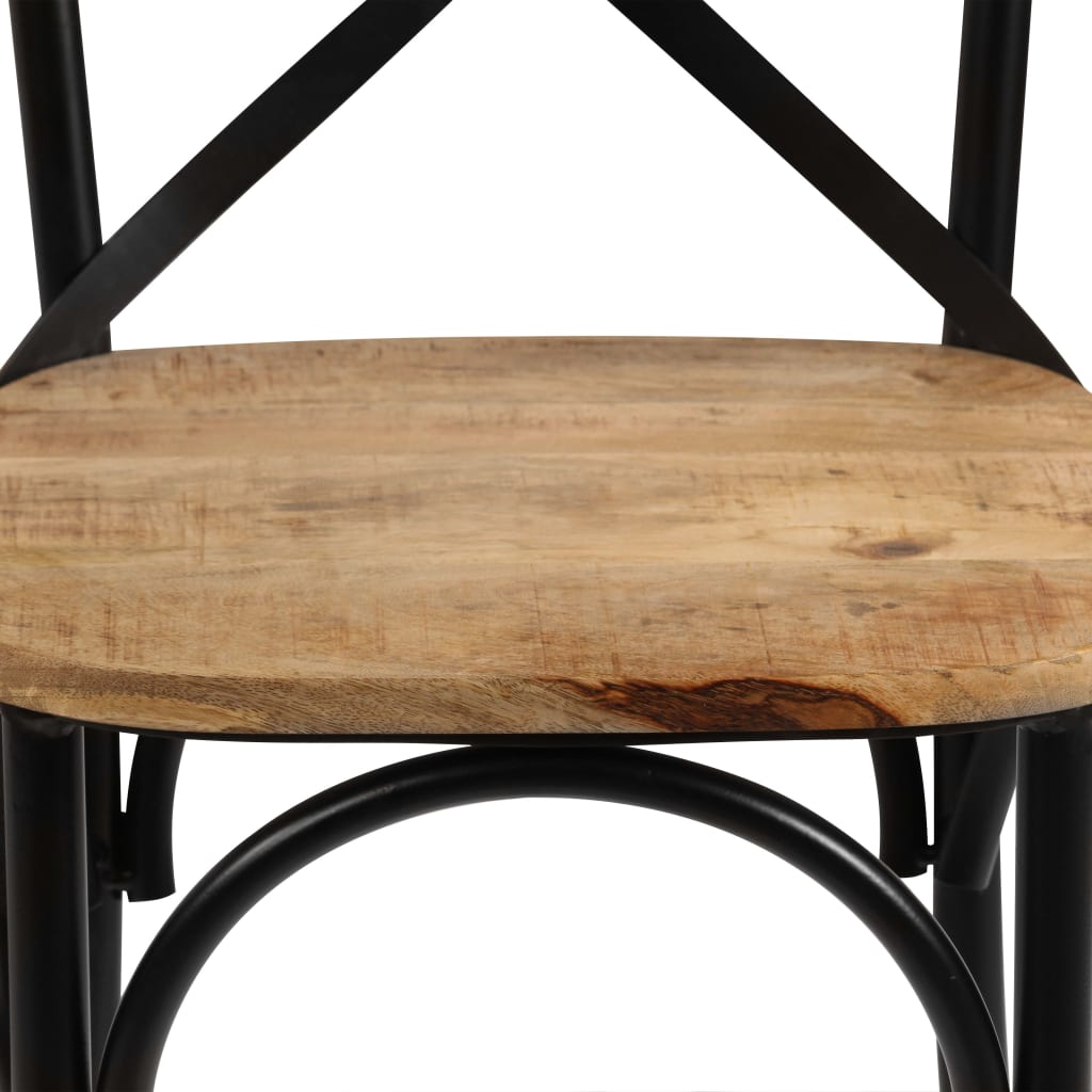 Chaises à dossier croisé X6 en bois manguier massif et pied métal noir thonet