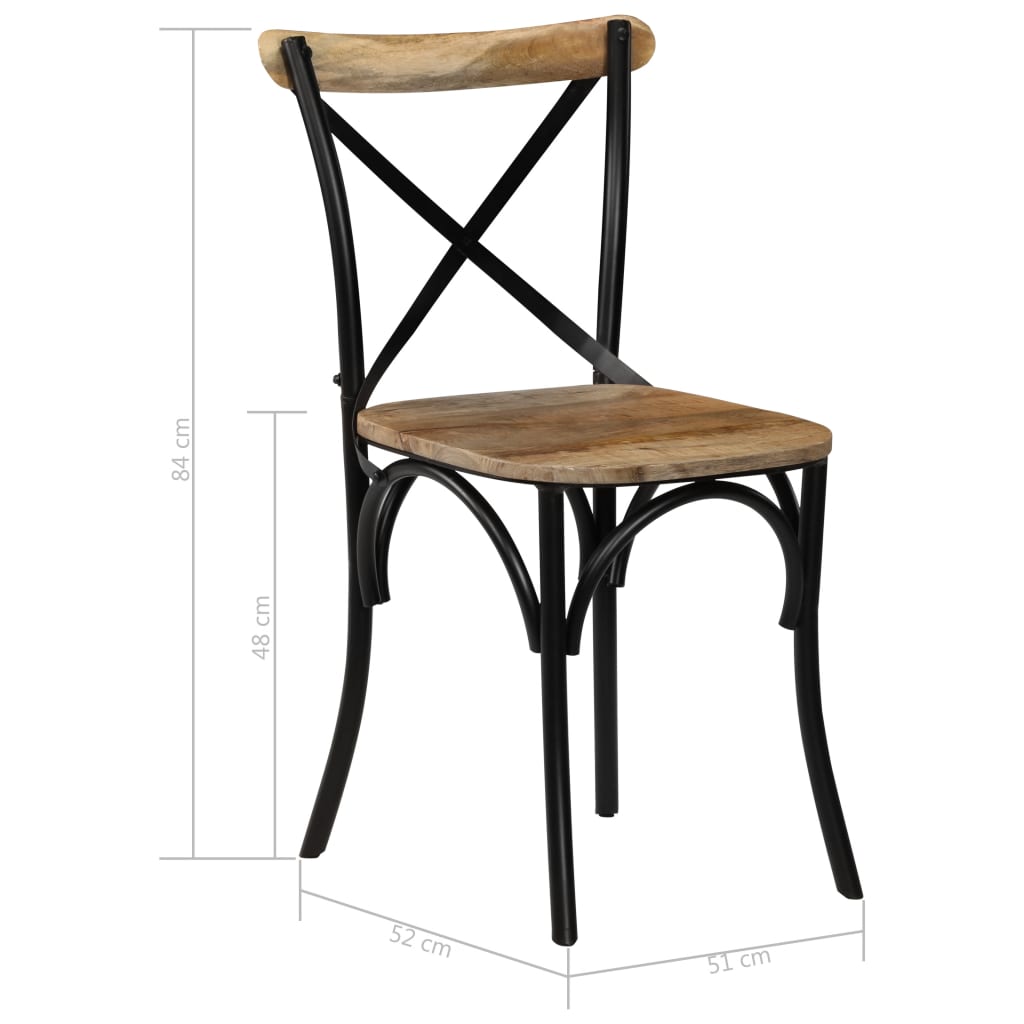 dimensions Chaise à dossier croisé en bois manguier massif et pied métal noir thonet bistro