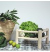 Support plantes ou réhausseur en bois de teck massif clair corbeille fruits décoclico