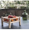 Support plantes ou réhausseur en bois de teck massif clair corbeille fruits décoclico