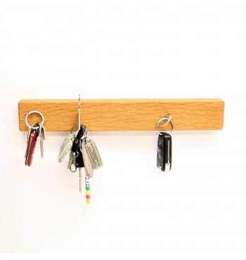 Barre range-clés aimanté en bois de chêne massif porte-clefs
