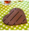 Dessous de plat Coeur en bois marron protège table chaleur rayures Joy Kitchen