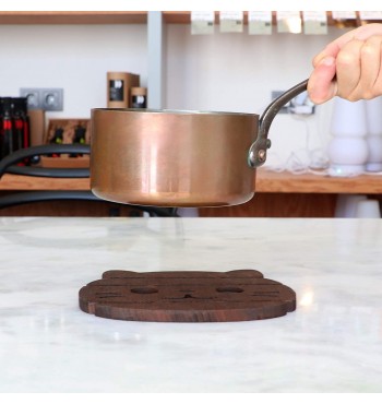 Dessous de plat Chat en bois marron casseroles chaudes rayures protection Joy Kitchen