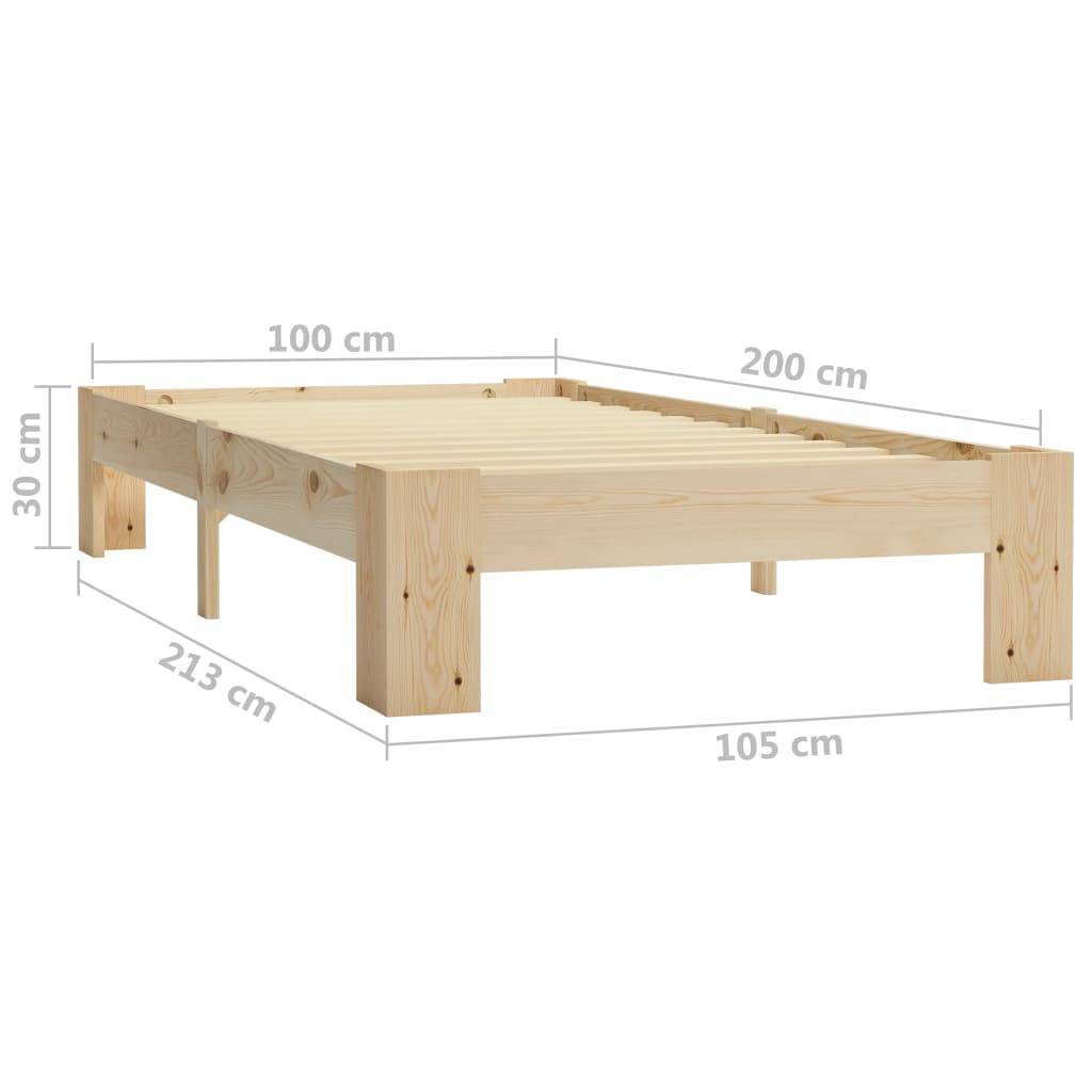 dimensions Cadre de lit en bois de pin massif 100 x 200 pieds renfort vendu sans matelas