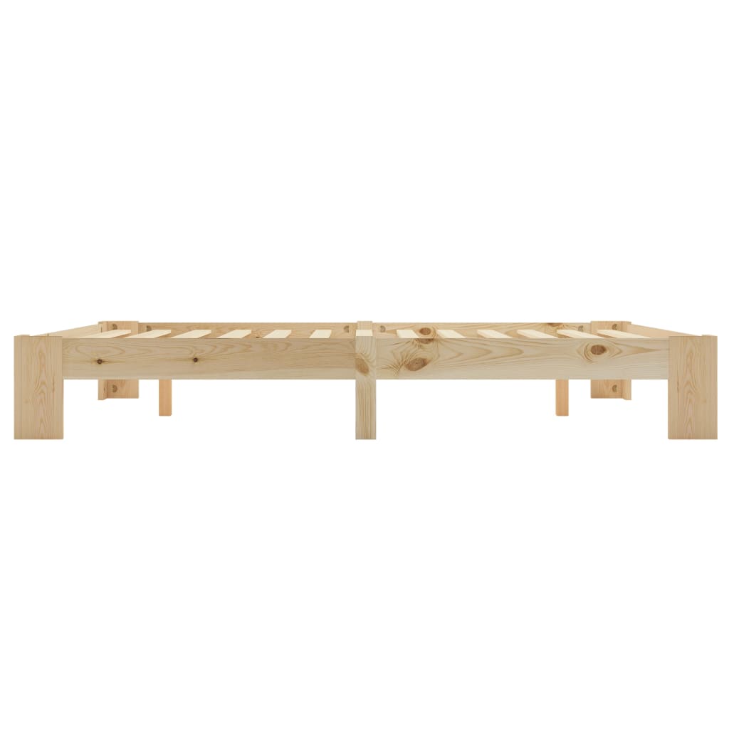 Cadre de lit en bois de pin massif 160 x 200 clair style rustique contemporain