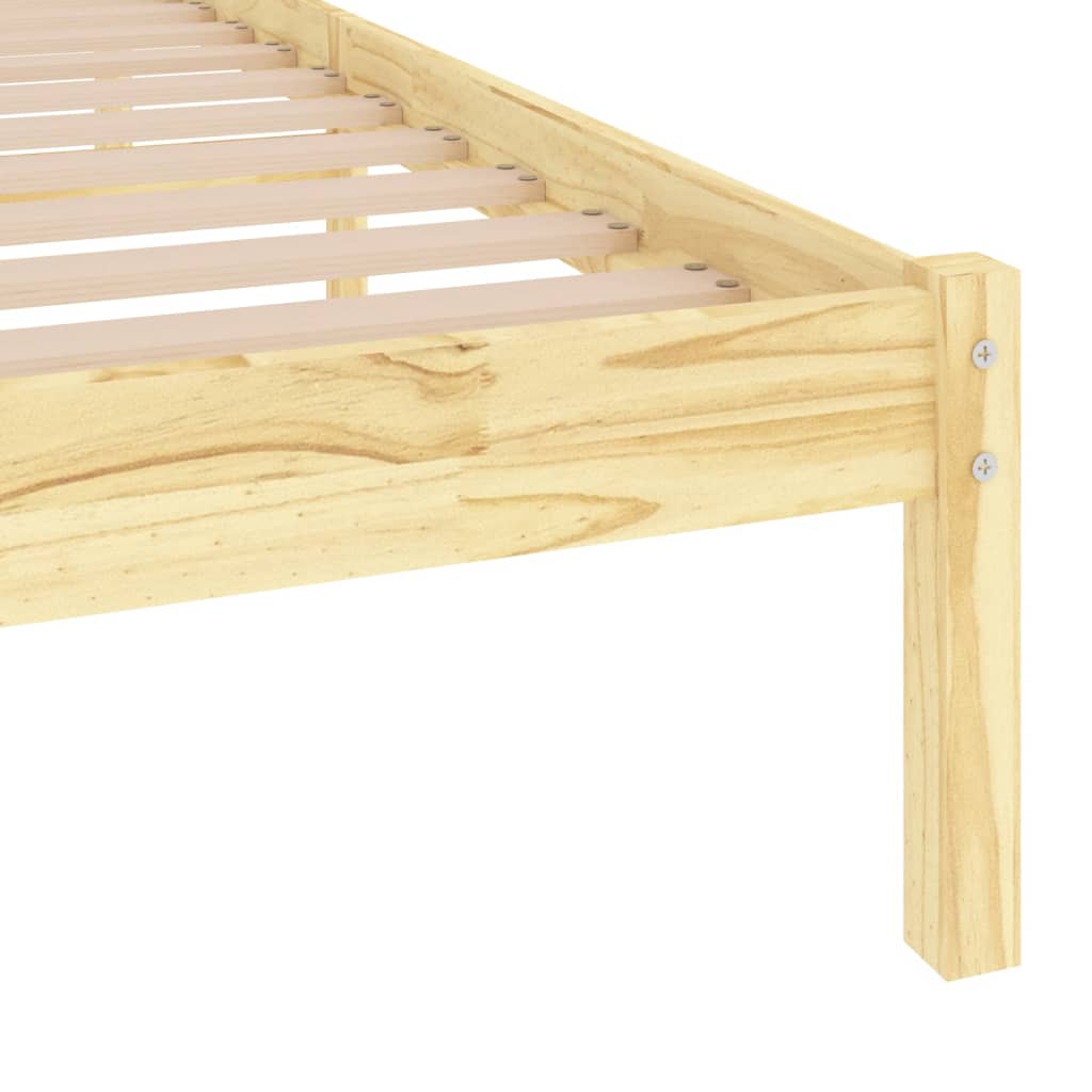Cadre de lit en pin massif clair 90x200 sommier en bois clair style rustique lattes sans matelas
