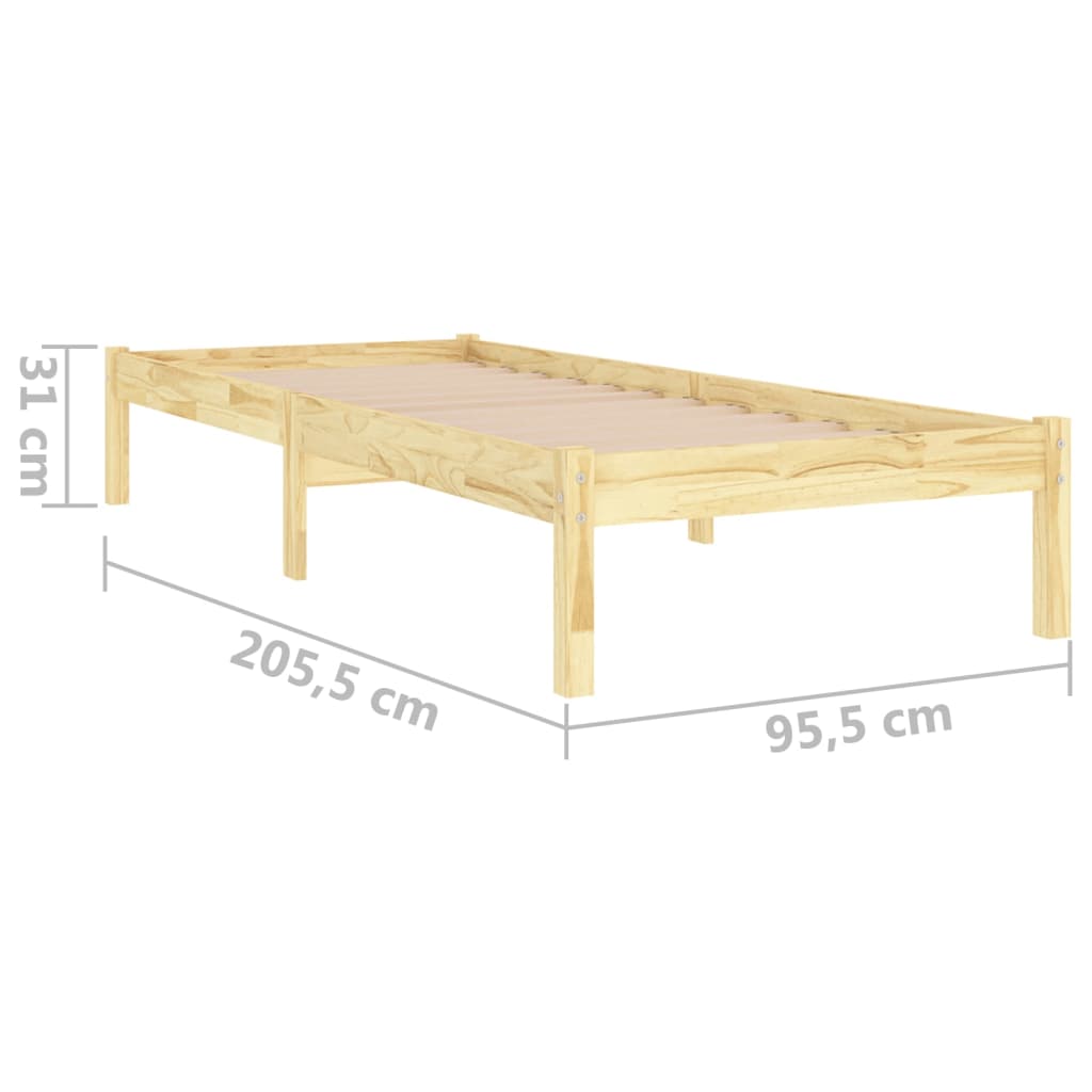 dimensions Cadre de lit en pin massif clair 90x200 sommier en bois  matelas