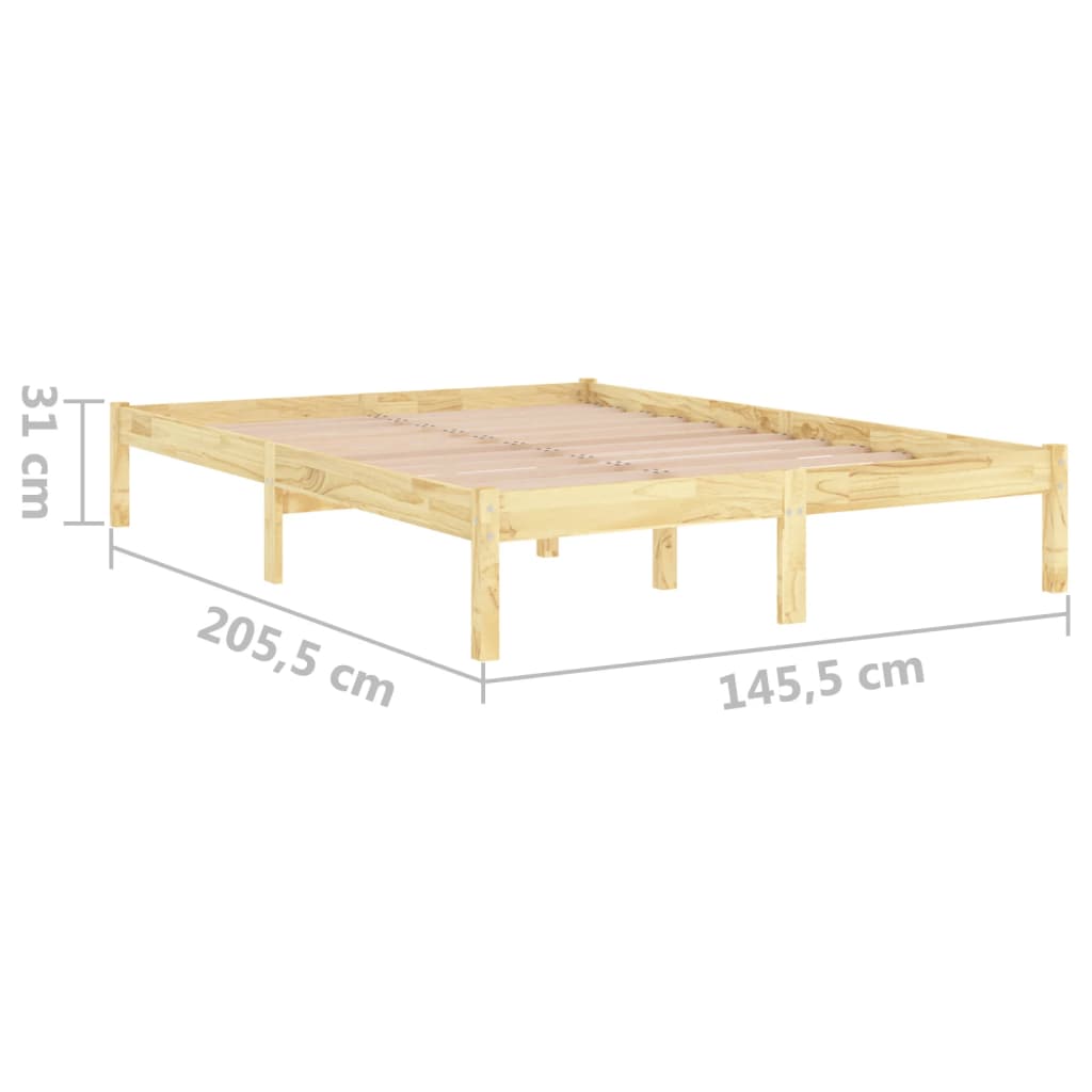 dimensions Cadre de lit en pin massif clair 140x200 sommier en bois clair style rustique lattes sans matelas