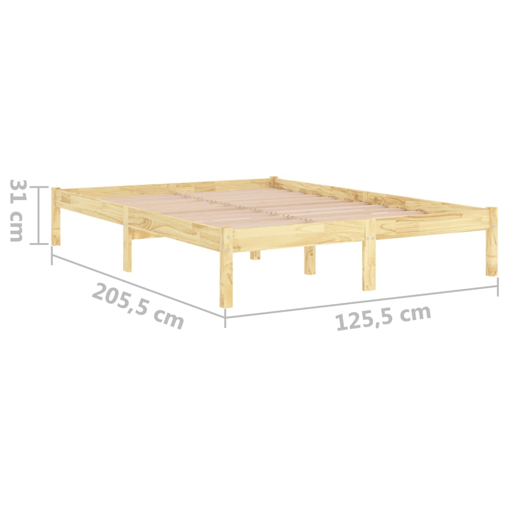 dimensions Cadre de lit en pin massif clair 120x200 sommier en bois clair style rustique lattes sans matelas