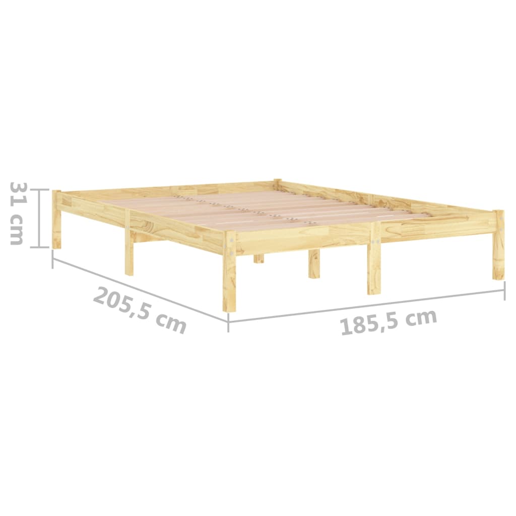 dimensions Cadre de lit en pin massif clair 180x200 sommier en bois clair style rustique lattes sans matelas