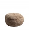 Pouf rond en raphia tressé rempli coton et fibres noix coco bouton marque Soeji