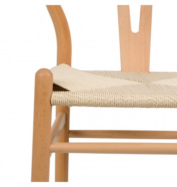 Chaise Wishbone dossier Y en bois hêtre massif corde tressée design scandinave vannerie