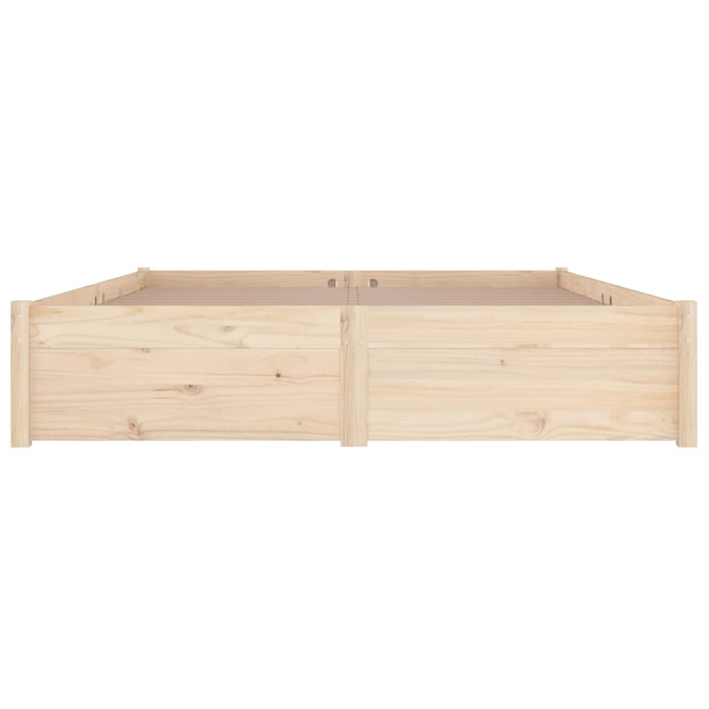 Cadre de lit en bois de pin massif avec 2 tiroirs matelas 140x190 style moderne rangement