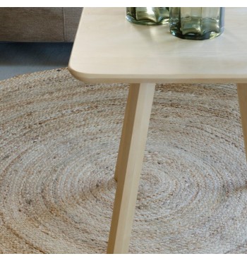Table basse carré en bois de chêne massif chanfrein style moderne contemporain scandinave