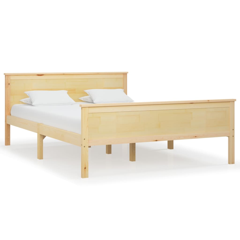 Cadre de lit en bois de pin massif 160x200 cm 6 pieds couleur claire scandinave