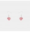 Boucles d'oreilles perçées en bois d'amarante massif poli forme coeur couleur rose essenciel