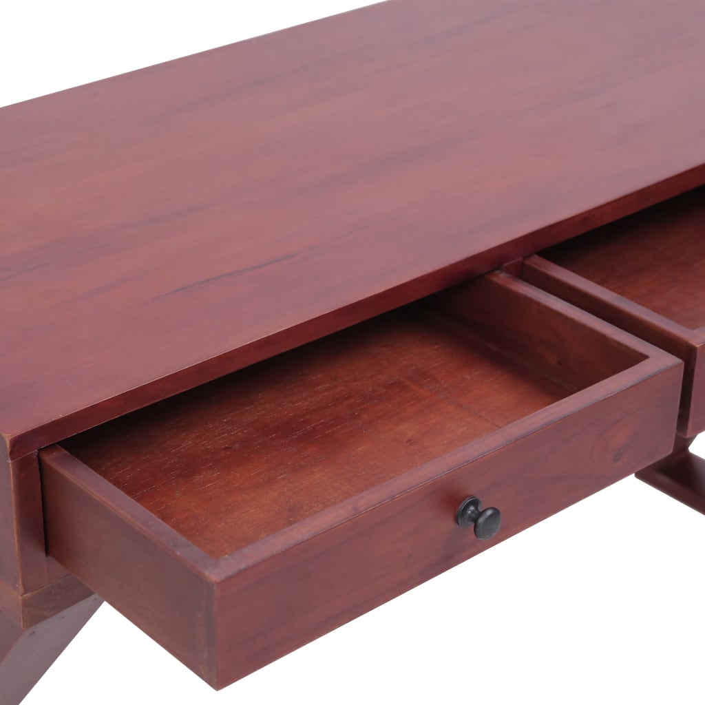 Petit bureau moderne en bois d'acajou massif marron 3 tiroirs