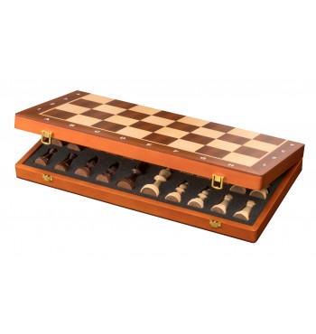 Cassette rangement de jeu d'échecs Deluxe case 50mm bois peuplier grand format