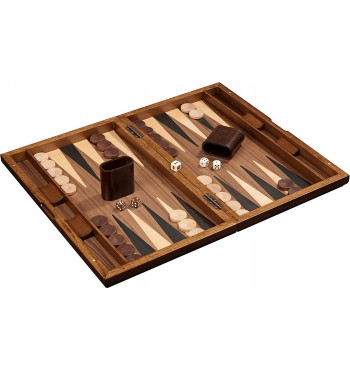 Jeu de backgammon grand fermeture magnétique bois hévéa et noyer marquèterie