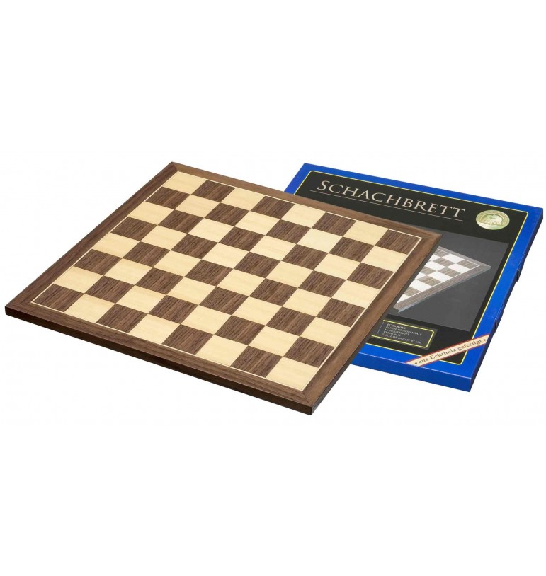 Plateau d'échecs format 43 X 43 cm noyer et érable bois marqueterie philos