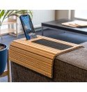 Plateau-accoudoir pliable en lamelles bois bambou flexible budu 42 x 34