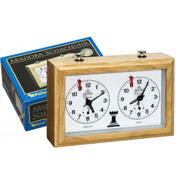 Chronomètre / Horloge de jeu d'échecs en bois hêtre massif aradora philos