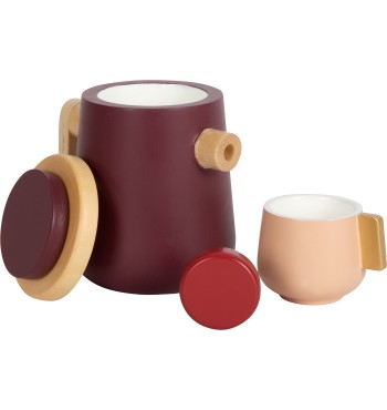 théière Service à thé, café et pâtisseries magnétiques aimant couleurs bois dinette jeu jouet