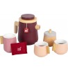 Service à thé, café et pâtisseries magnétiques aimant couleurs bois dinette jeu jouet
