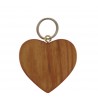 Porte-clés plat Cœur en bois de cerisier massif anneau clefs