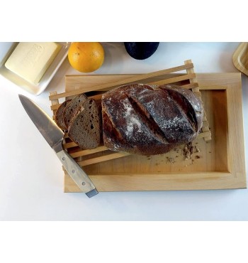Planche à découper pain grille amovible en bois hêtre massif